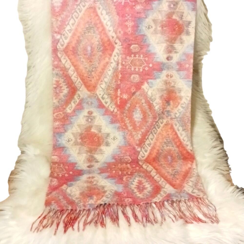 Cashminx Designer Scarf PINK Aztec Geometric Paisley SOFT Barbiecore Germany
